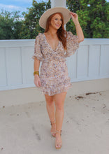 Load image into Gallery viewer, Danielle Cheetah Ruffle V Neck Open Dress- Cream
