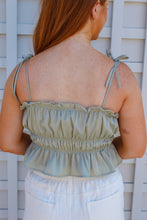Load image into Gallery viewer, Annabelle Smocked Ruffle Crop Top-Sage
