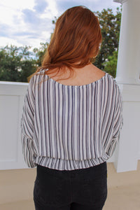 Kyla Striped Woven Smocked Top