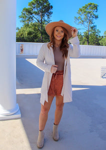 Sabrina Long Sleeve Jacket with Belt- Oatmeal