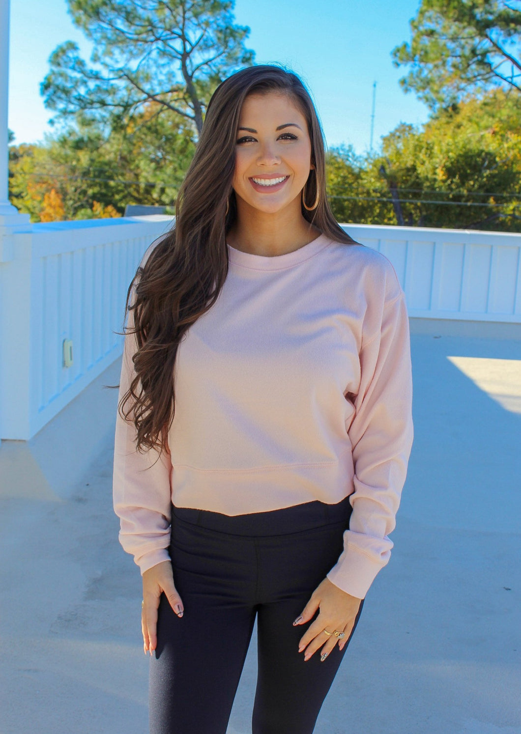 Michelle Round Neck Sweatshirt- Pale Pink