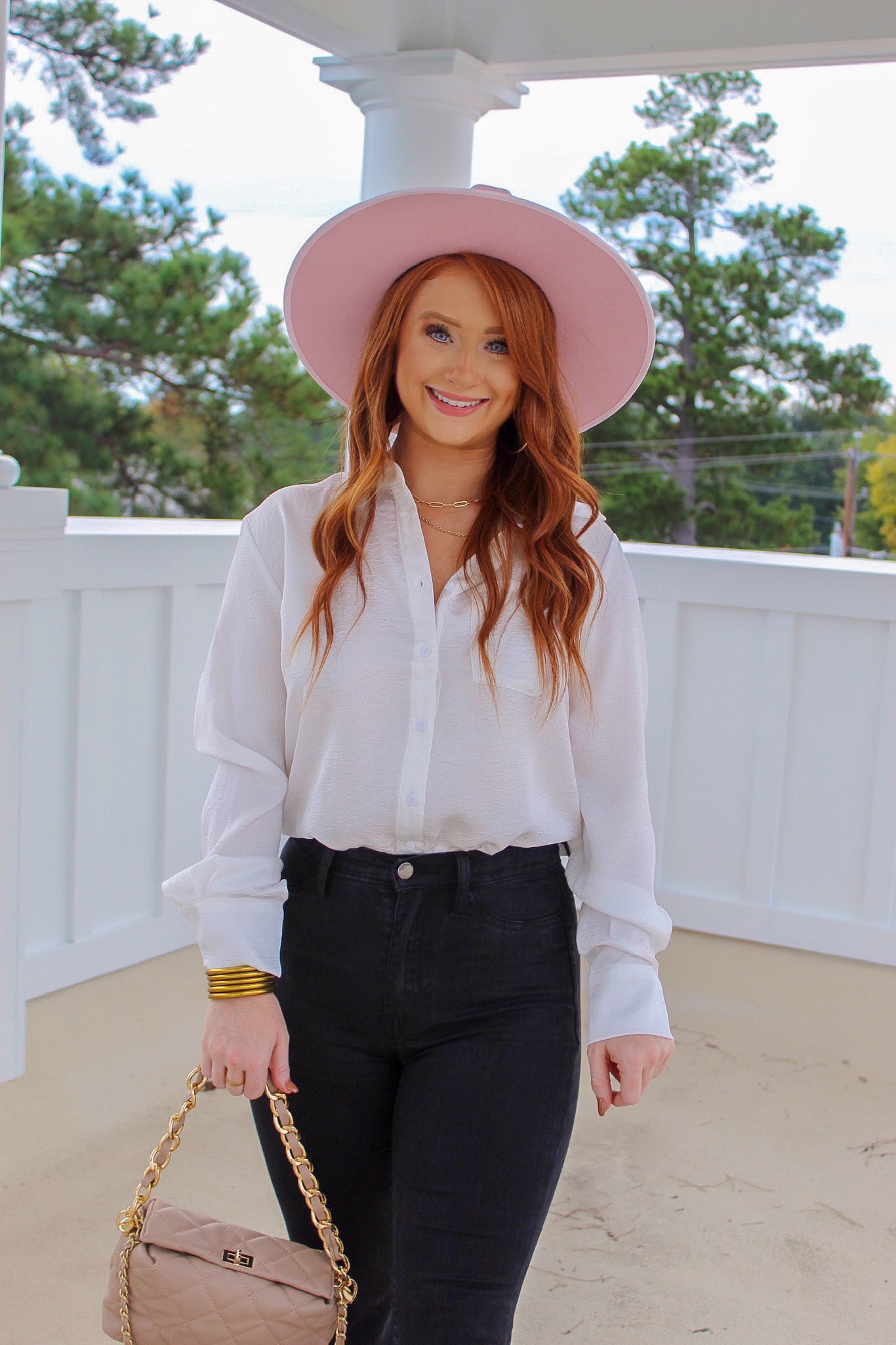 Jenny Button Down Bodysuit- White – Ginger Bee Boutique