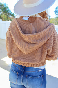 Jessi Corduroy Zip Up Jacket- Camel