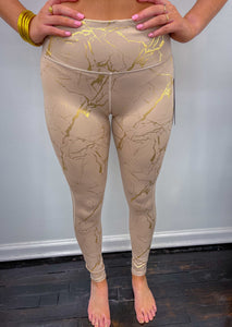 Marble Foil Highwaisted Leggings- Copper Foil