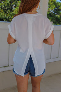 Tru Short Sleeve Button Up V-Neck