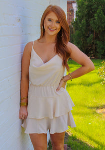 Dani Cream Scoop Neck Ruffle Dress