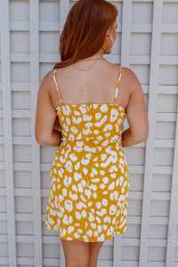 Breanna Cowl Neck Slit Dress- Yellow