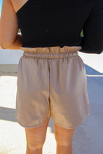 Load image into Gallery viewer, Ellen Faux Leather Paperbag Shorts- Taupe

