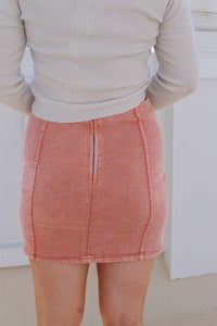 Farren Washed Pannel Mini Skirt- Orange