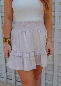 Hannah Smocked Waist Ruffle Skirt- Cream