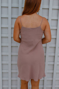 Brooklyn Cowl Neck Mini Dress- Toast