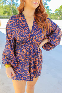 Camden Printed Flowy Romper- Navy