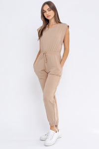 Amaya Tee Jumpsuit- Taupe